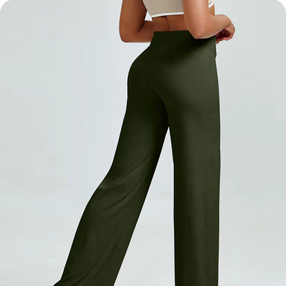 High Waisted Straight Leg Yoga Pants for Women, Naked Feeling Butt Lifting Loose Fit Workout Trousers, Slimming Gym Pants