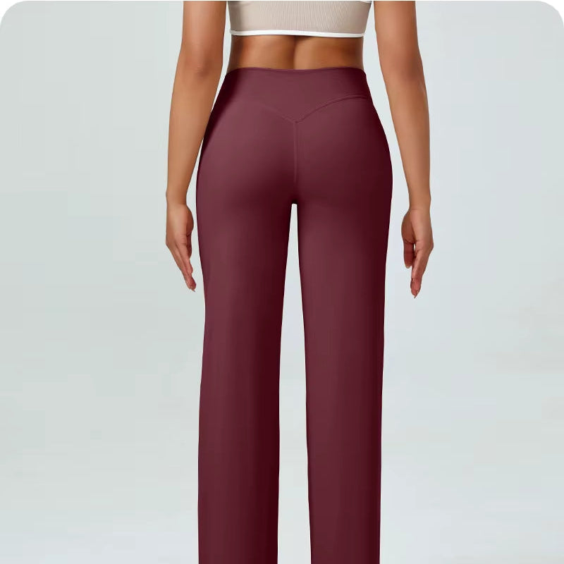 High Waisted Straight Leg Yoga Pants for Women, Naked Feeling Butt Lifting Loose Fit Workout Trousers, Slimming Gym Pants