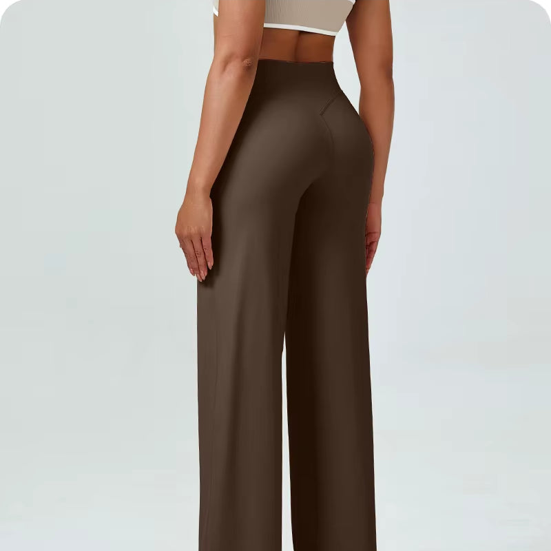 High Waisted Straight Leg Yoga Pants for Women, Naked Feeling Butt Lifting Loose Fit Workout Trousers, Slimming Gym Pants