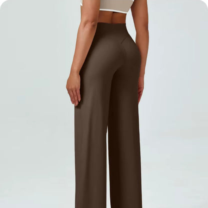 High Waisted Straight Leg Yoga Pants for Women, Naked Feeling Butt Lifting Loose Fit Workout Trousers, Slimming Gym Pants