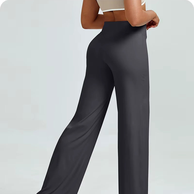 High Waisted Straight Leg Yoga Pants for Women, Naked Feeling Butt Lifting Loose Fit Workout Trousers, Slimming Gym Pants