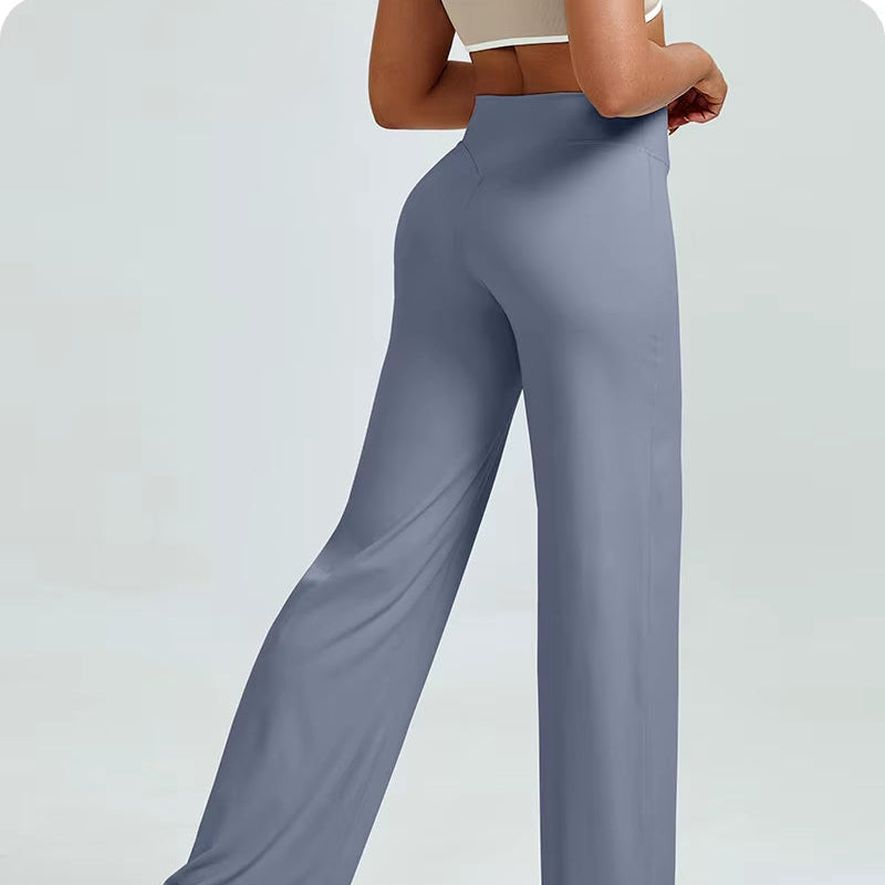 High Waisted Straight Leg Yoga Pants for Women, Naked Feeling Butt Lifting Loose Fit Workout Trousers, Slimming Gym Pants