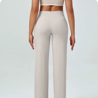 High Waisted Straight Leg Yoga Pants for Women, Naked Feeling Butt Lifting Loose Fit Workout Trousers, Slimming Gym Pants